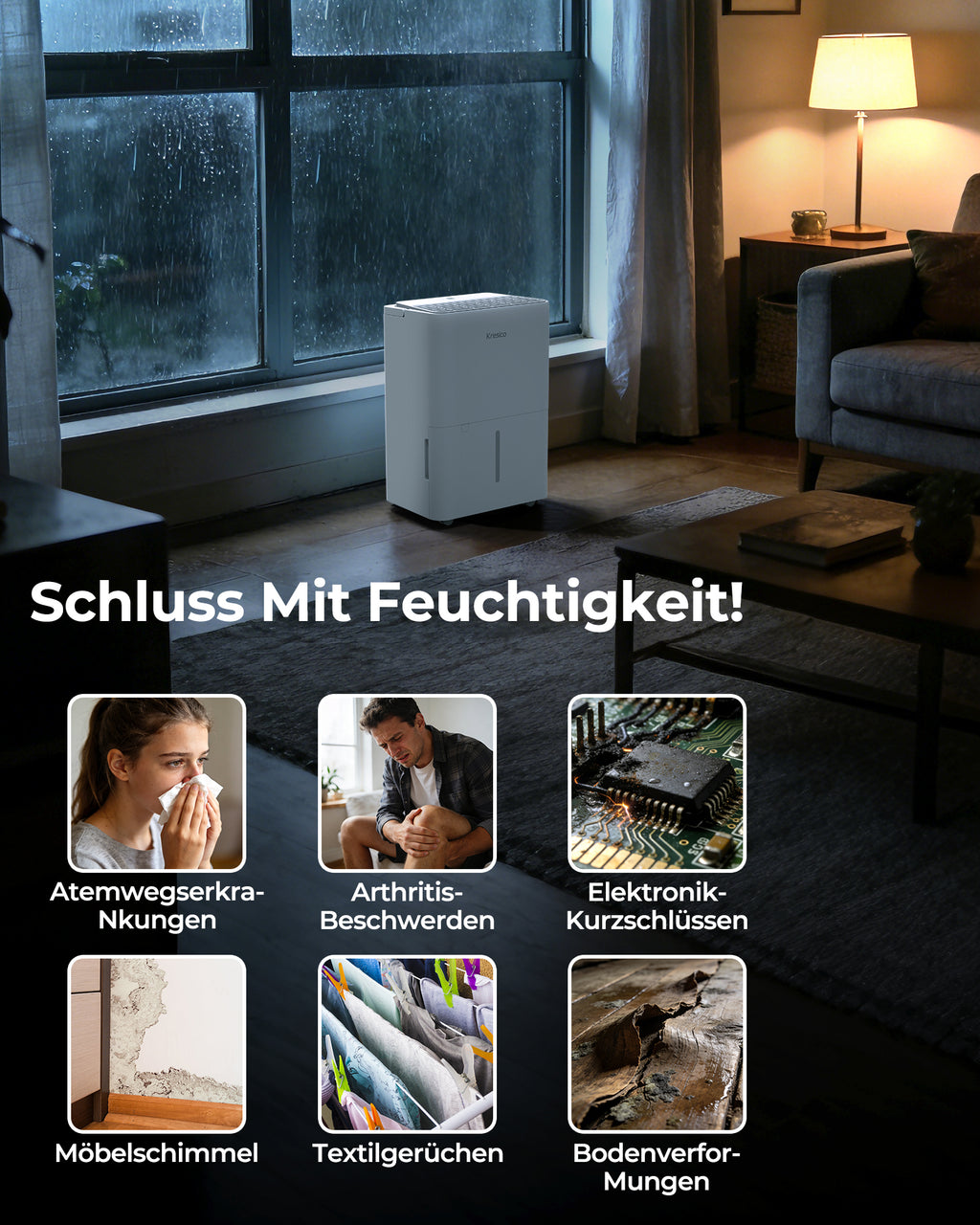 Kresico Elektrischer Luftentfeuchter 12 L