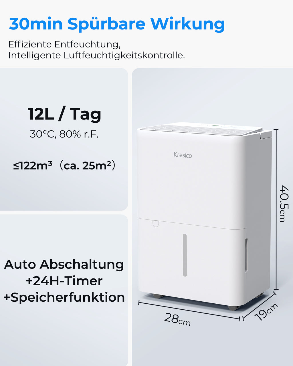 Kresico Elektrischer Luftentfeuchter 12 L